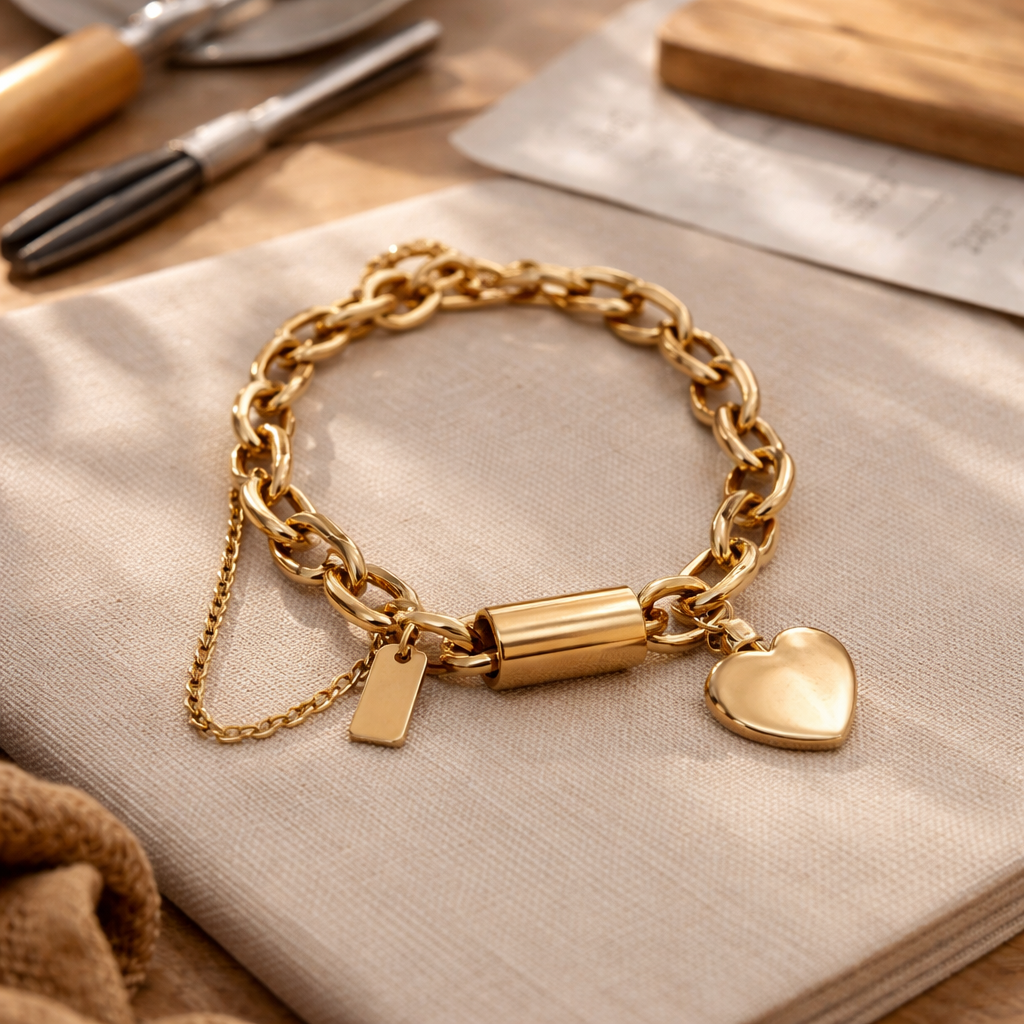 Lovelle Heartlock Armband mit klobiger Kette