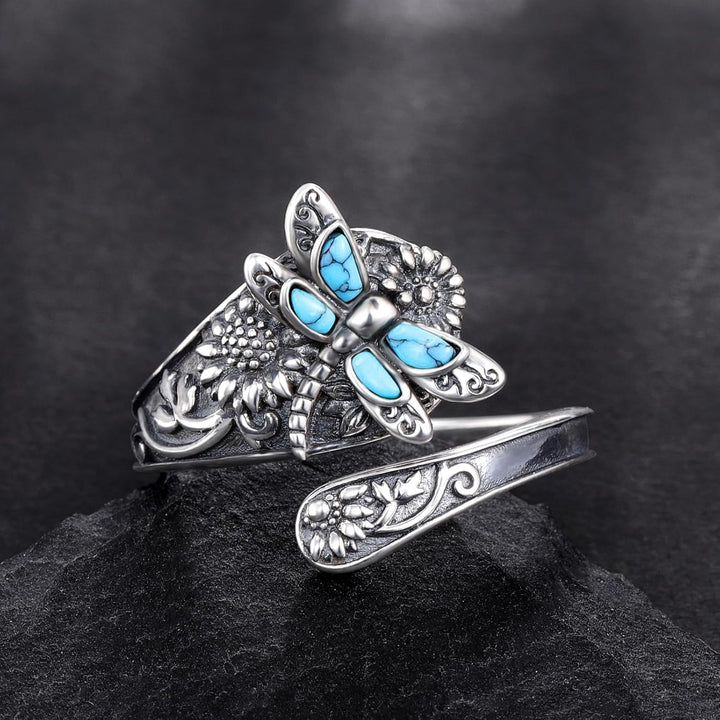 Türkisfarbener Flutter-Bloom-Wickelring