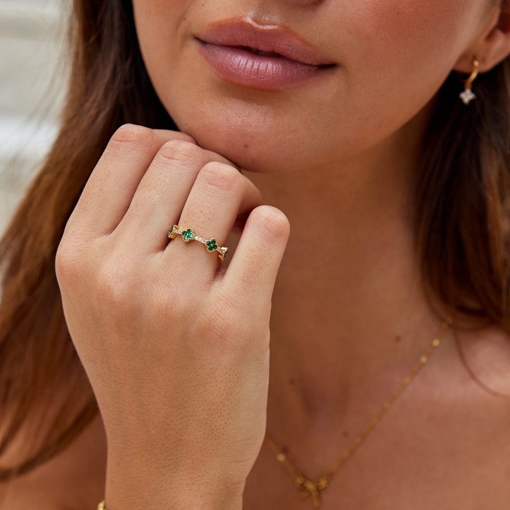 Emerald Clover Sparkle Bandring