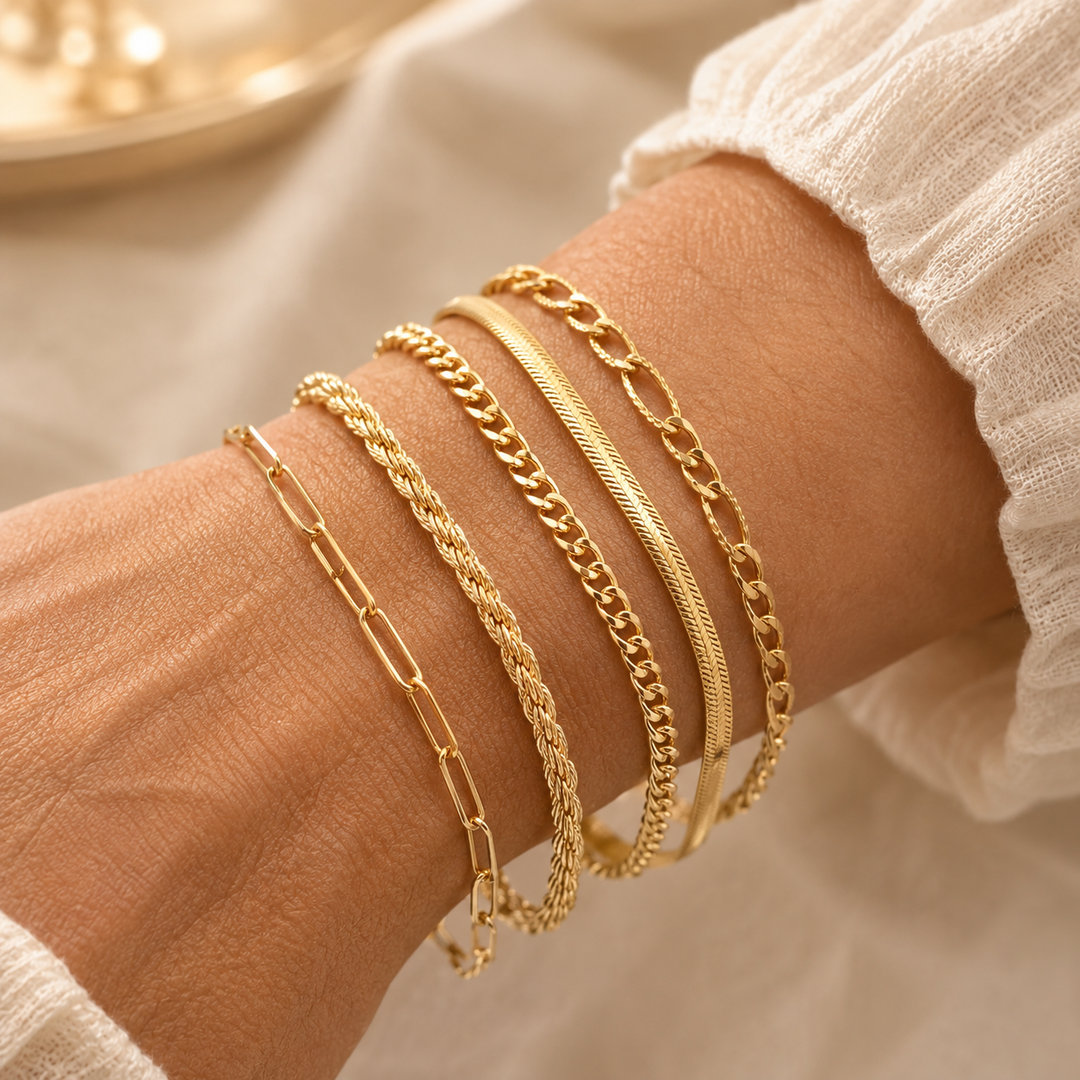 Vaela Gold-Armband-Set – Zeitlos & Elegant