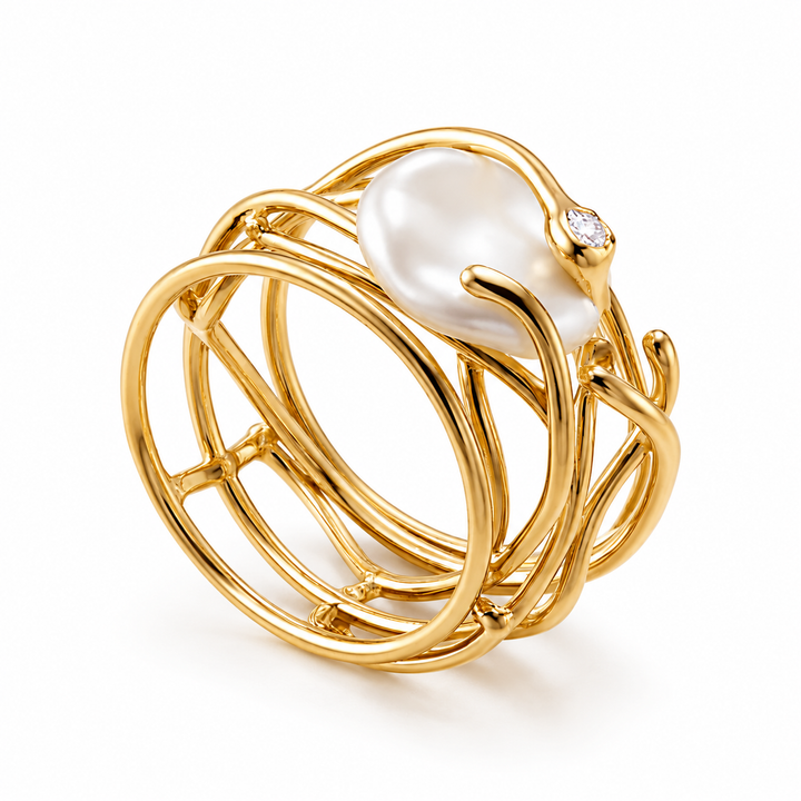 Goldfarbener Ring mit Perlenakzent