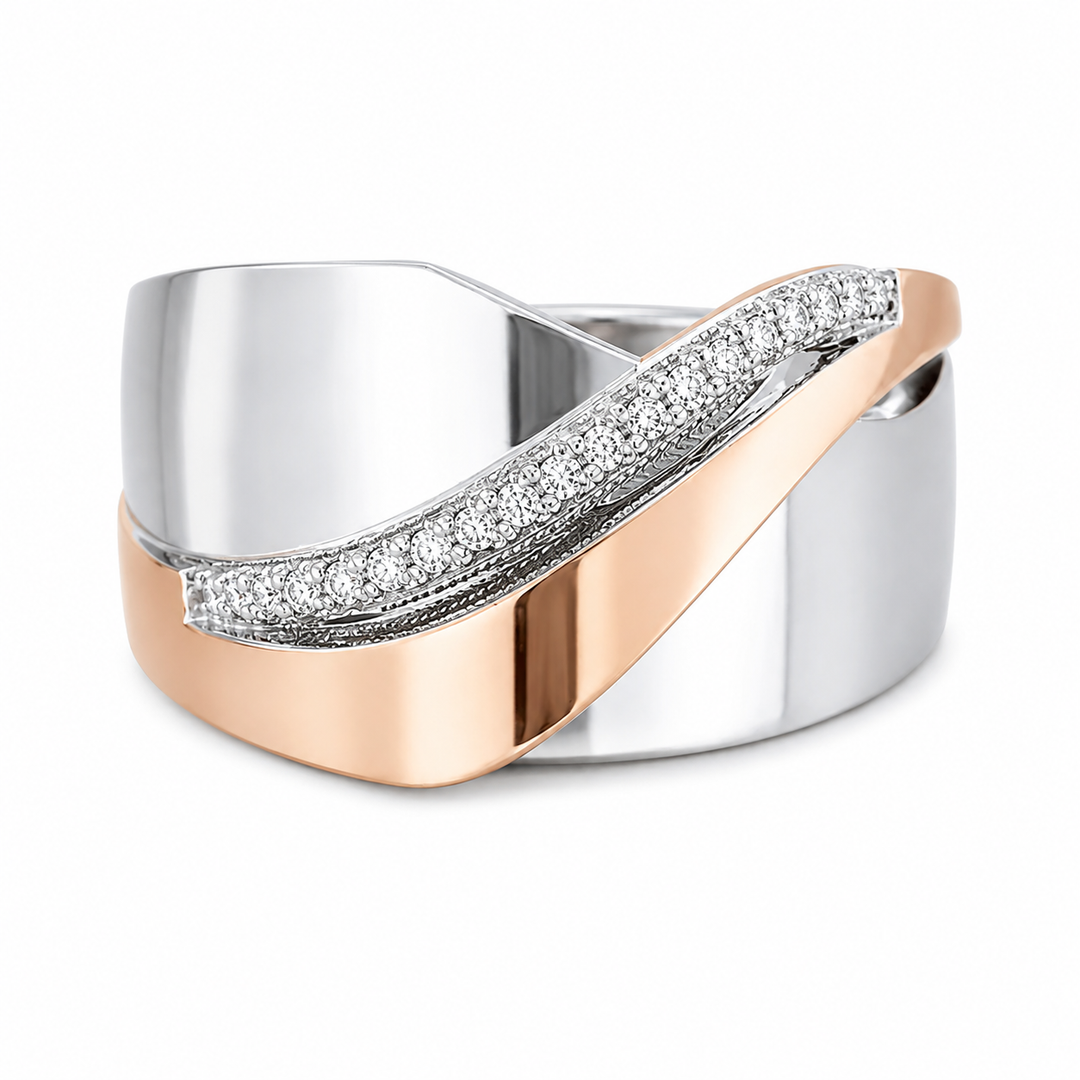 Auffälliger Ring mit Kristall-Crossover-Design