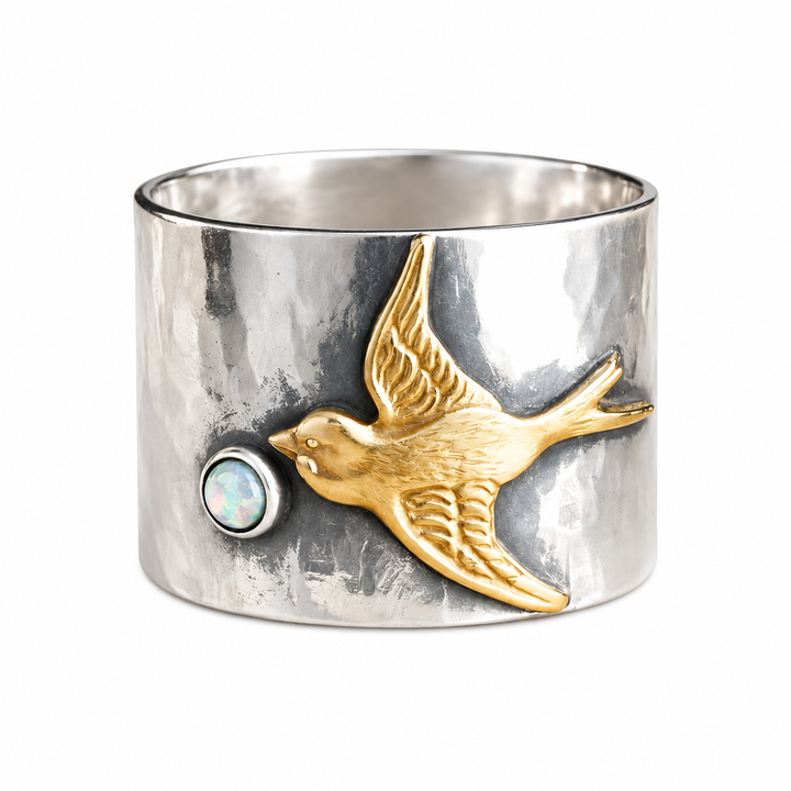 Auffälliger Ring mit - Golden Swallow-Opal-Akzent