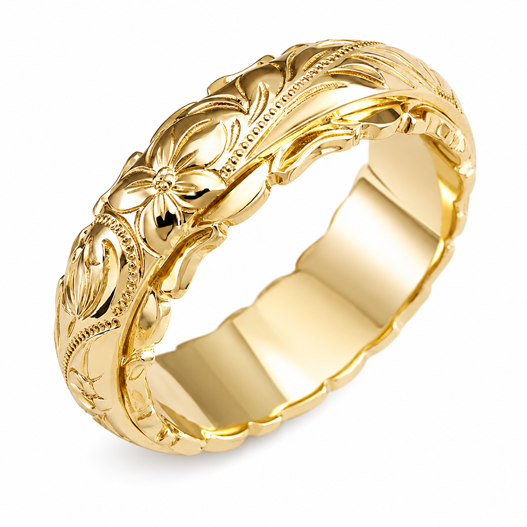 Ring mit reliefartigem Pflanzenmotiv