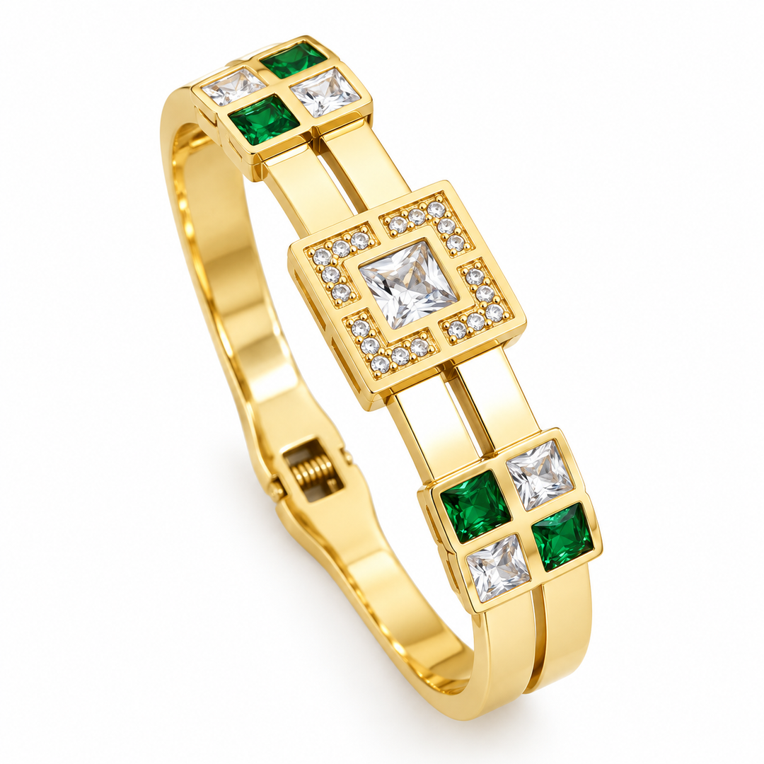 Geometrischer Armreif - Emerald Grid