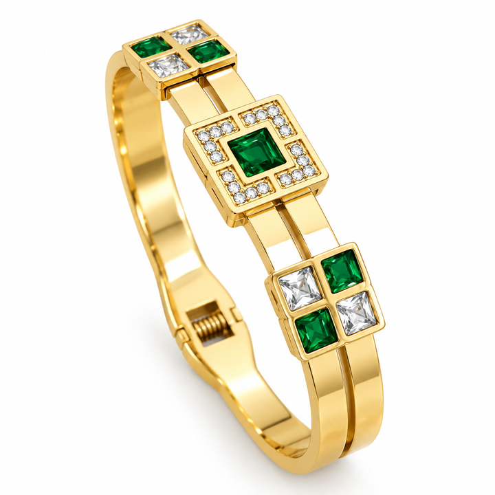 Geometrischer Armreif - Emerald Grid