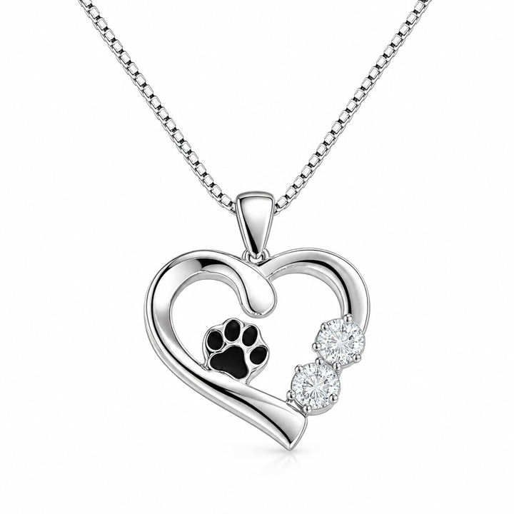 Halskette - Pawprint Heart Sparkle