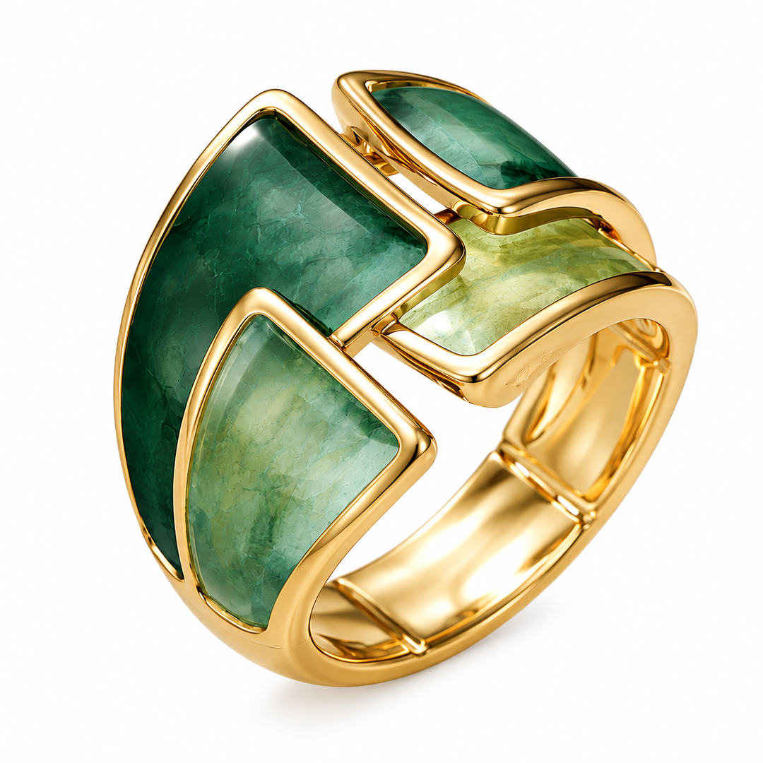Moderner Ring mit Edelstein-Einsatz