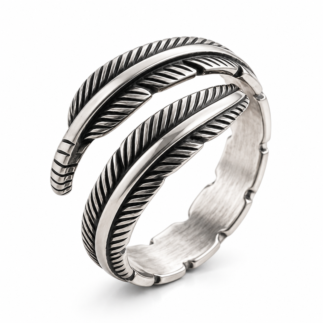 Vintage-Ring mit Federverzierung