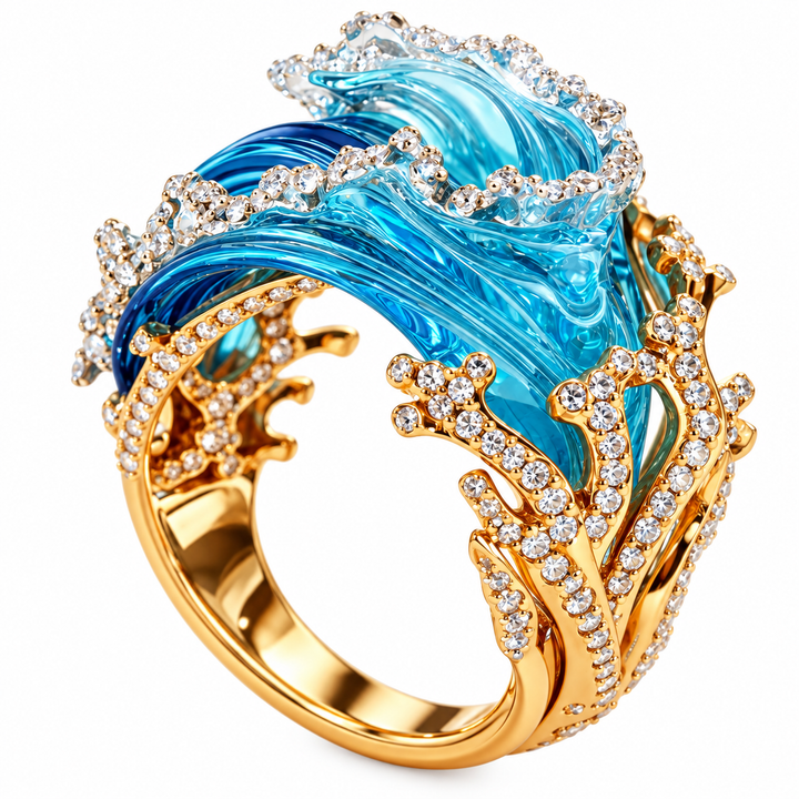 Oceana Crest Kristallwellen-Ring