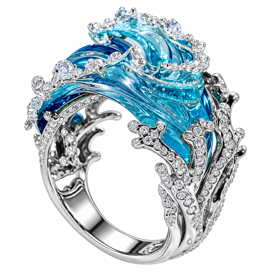 Oceana Crest Kristallwellen-Ring