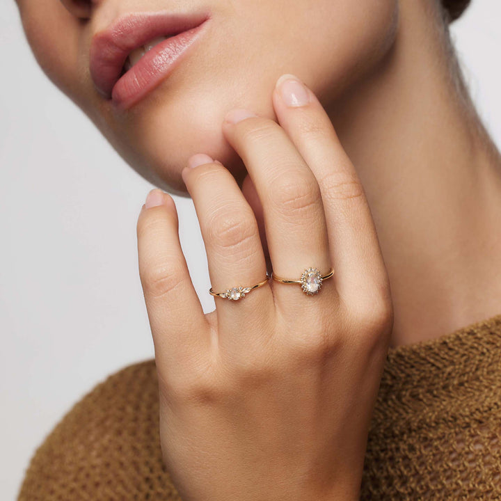 Zierlicher Ring mit zwei Steinen