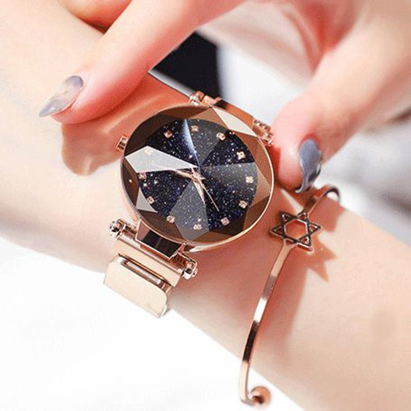 Elegante Glitzer-Armbanduhr für das Gesicht
