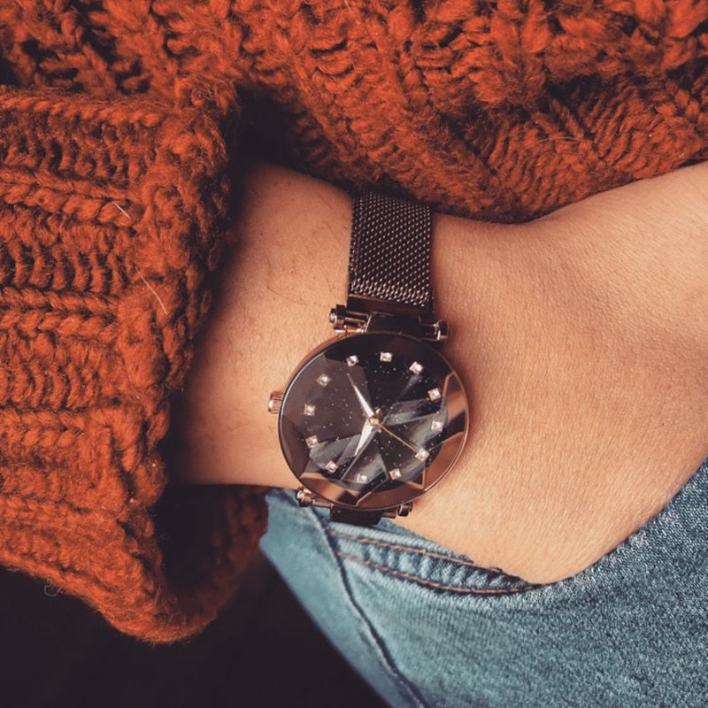 Elegante Glitzer-Armbanduhr für das Gesicht
