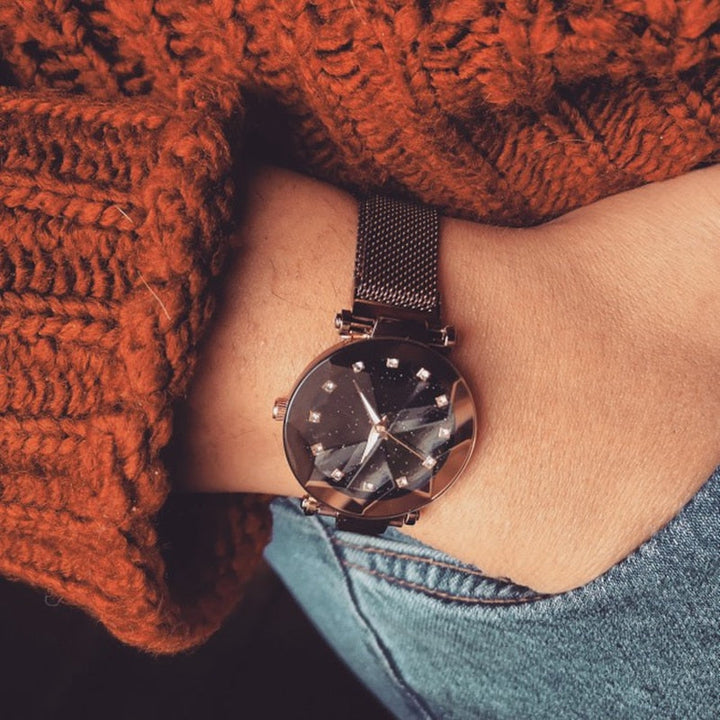 Elegante Glitzer-Armbanduhr für das Gesicht