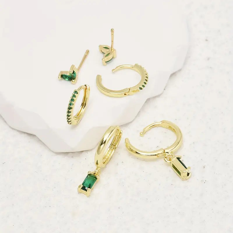 Ohrring-Set - Green Crystal Mixed