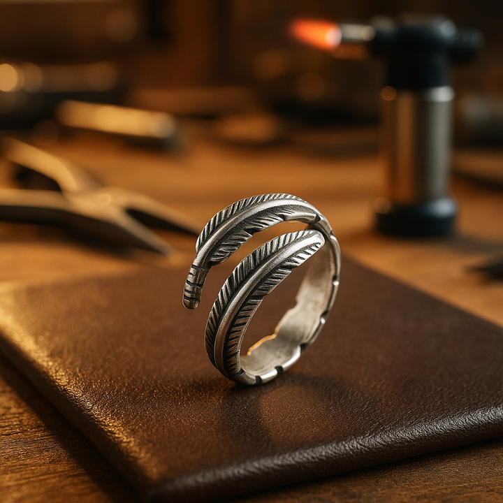 Vintage-Ring mit Federverzierung