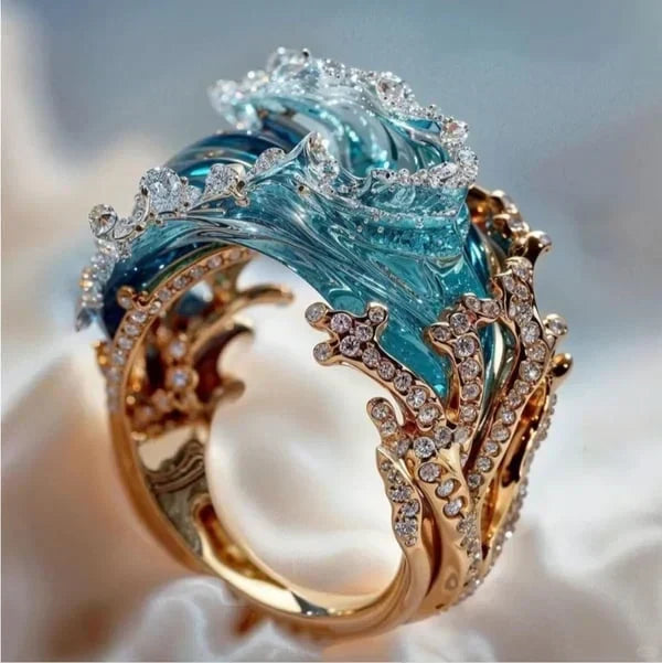 Oceana Crest Kristallwellen-Ring